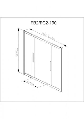 Душевая дверь в нишу AvaCan FB2 190-210 MT, FB2-190MT