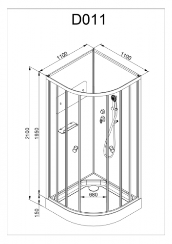 Душевая кабина AvaCan D011 110x110 см