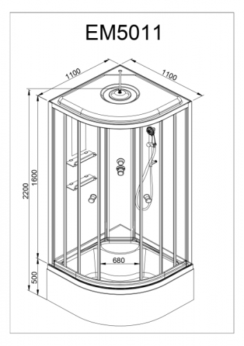 Душевая кабина AvaCan D511S 110x110 см