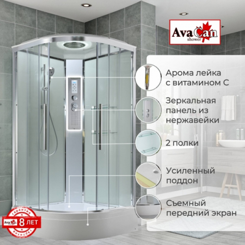 Душевая кабина AvaCan EM3011LEDT 110x110 см прозрачная